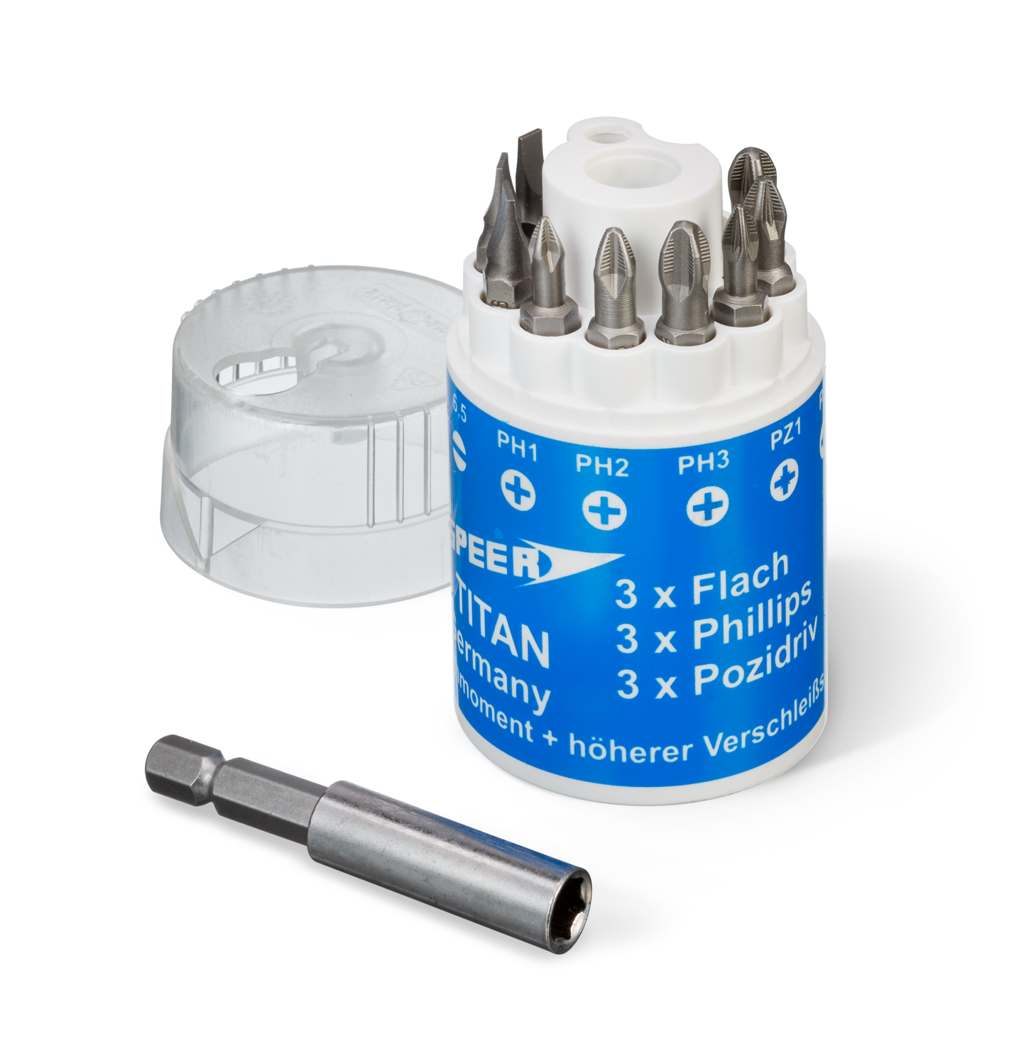 Schroefbitsenset kunststof doosje