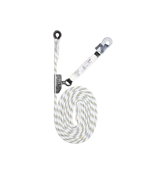 Positioneringslijn 12 mm met klem vertrager en valdemper met haken AZ002. Lengte 5, 10 en 20 meter